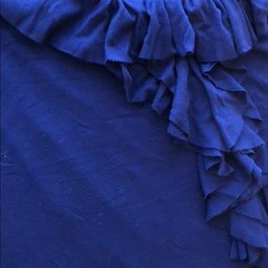 Blue Ruffle Front Sleeveless Tank Top Shirt